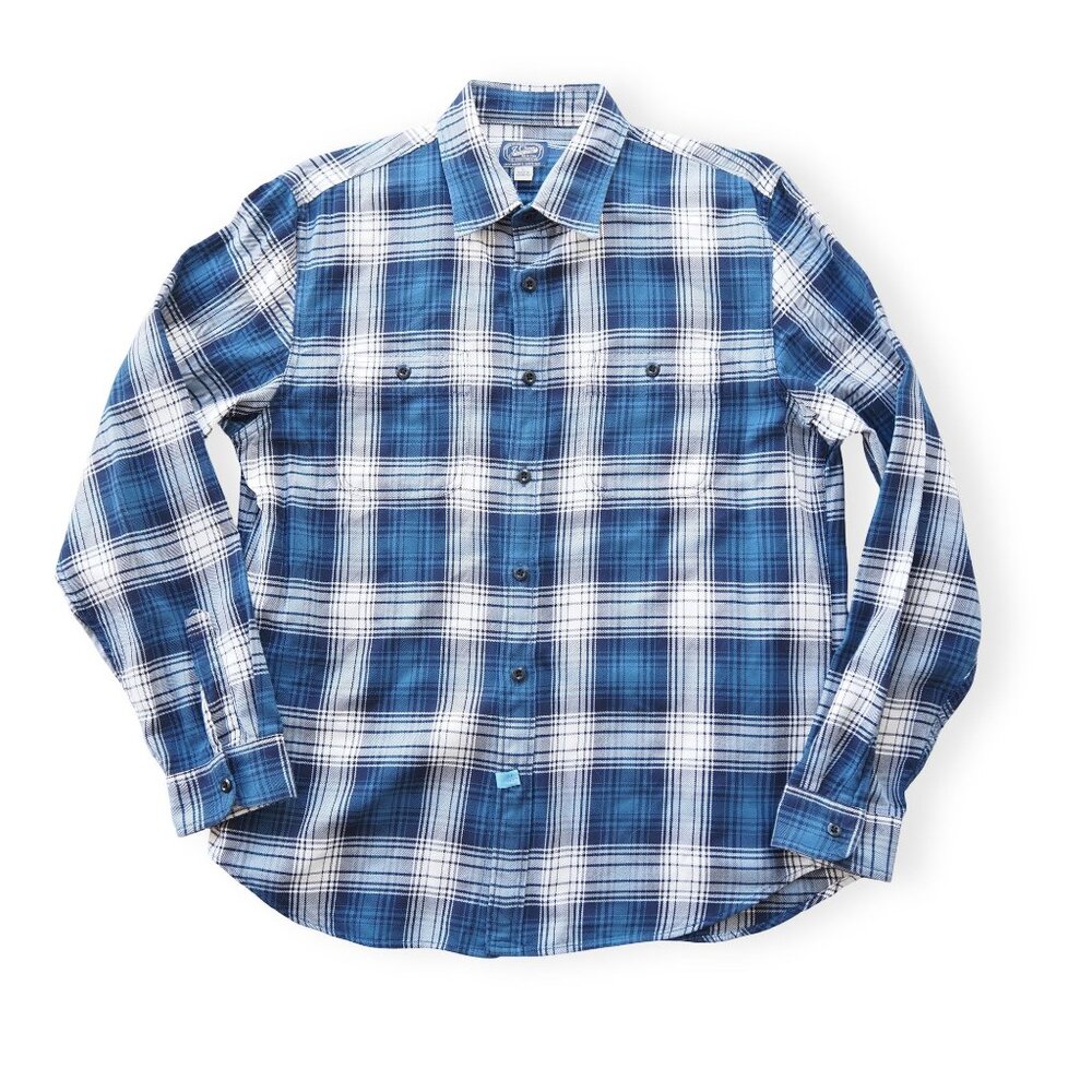 J. Crew Men's L Sportsmen's Outfitters Plaid Button Down Shirt Blue /‎ White